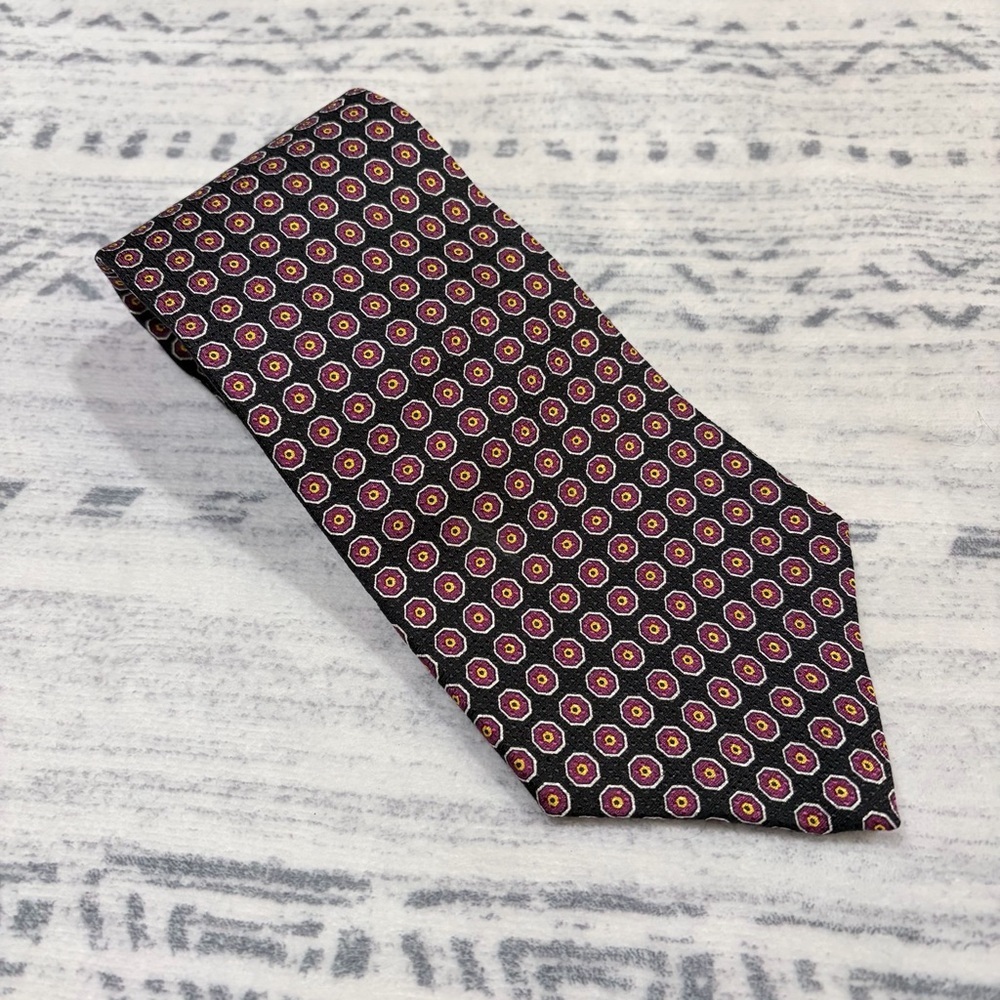 Lauren Ralph Lauren Silk Tie Geometric Preppy Luxury Heritage Dark Academia